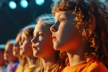 Poster - A group of young girls standing next to each other. Suitable for various themes and concepts