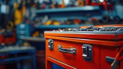 Poster - A collection of various tools neatly arranged on top of a toolbox. Perfect for DIY projects and home repairs