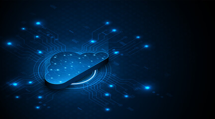 Aufkleber - Abstract cloud technology circuit board. Large data center concept. modern cloud storage technology innovation concept background	