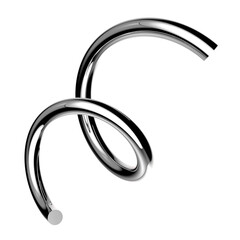 Poster - Y2K chrome curved line shape isolated. Futuristic metallic curve element background