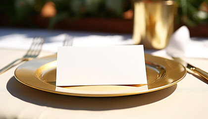 Poster - Empty table with silverware, napkin, and copy space generated by AI