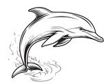 Fototapeta Pokój dzieciecy - sketch dolphin cartoon icon doodle jumping vector hand drawn