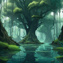 Wall Mural - tree forest illustration background