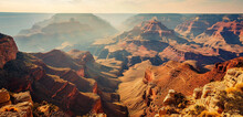 A Sweeping View Of A Grand Canyon With Layers Of Colorful Rock Formations