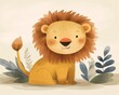 cartoon lion sitting grass leaves favorite slight smile open eyes city color footage cute determined tedeschi pride draw