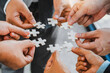 © Pannipa - Business partner  and partnership Hands join Jigsaw team spirit Collaboration global community teamwork .
