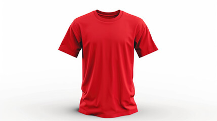 Red tshirt with a blank front view, mockup, white background.