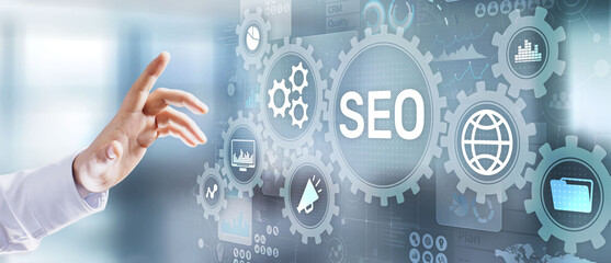 Wall Mural - seo - search engine optimisation, digital internet marketing concept on virtual screen.