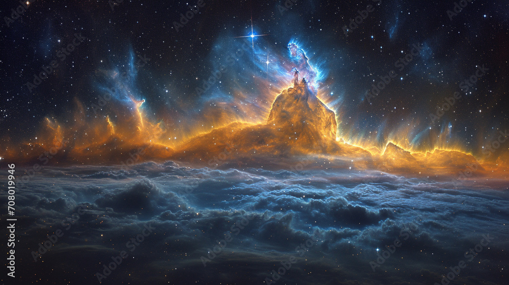 A celestial panorama featuring the iconic Gemini constellation, with ...