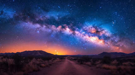 Wall Mural - A captivating scene featuring the brilliant glow of the Southern Cross constellation, standing out against the vibrant hues of the Milky Way in the southern hemisphere.