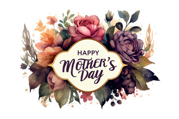 Sticker - Mother's day logo lettering Calligraphy card flowers frame