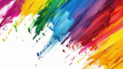 Wall Mural - Abstract colorful brushstrokes of oil paint on a white background