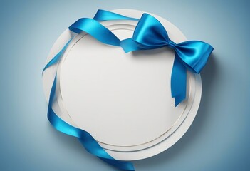 Wall Mural - Blue Ribbon with Bow