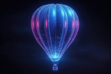 Wall Mural - A hot air balloon flying through the night sky.