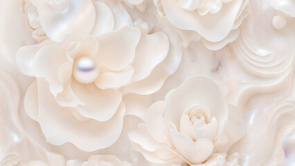 Wall Mural - elegant floral background with beautiful pink flower pattern, luxury marble texture. floral rose vec
