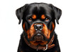 Angry disgruntled Rottweiler dog Isolated on white background. ai generative