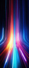 Wall Mural - futuristic neon tunnel with glowing blue and pink lights, creating a sense of high-speed motion and 