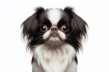 Wall Mural - Japanese Chin dog with strange facial expressions Isolated on white background. ai generative