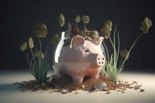 Piggy Bank And Coins