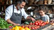 © DesignVectX - Man and Little Girl With Vegetables at Table