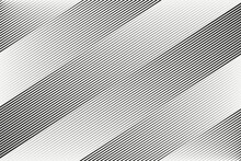 Black Slant Parallel Dynamic Random Gradient Stroke Speed Lines Isolated On A White Background. Minimalist Abstract Halftone Fast Stripes Pattern. Geometric Vector Illustration