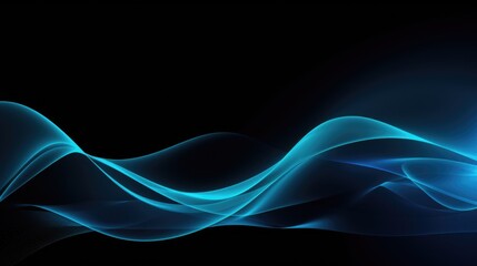 abstract blue wave on black background. fractal art. ai generated