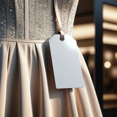 Tag screen mockup on a luxury sparkly dress.

