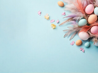 Canvas Print - Easter eggs and spring decor. AI
