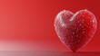 Frozen Heart. A heart covered with a layer of ice and frost on a red background. Space for text.