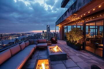 Penthouse terrace with view in New York