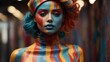 Fashion portrait of a girl with multicolored make-up