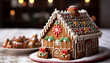 Homemade gingerbread cookies decorate the festive dessert table generated by AI