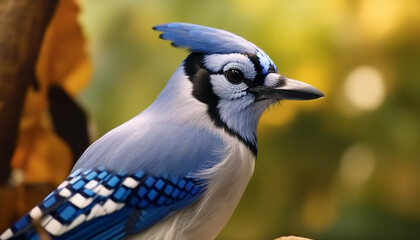 Canvas Print - A beautiful bird perching on a branch, looking away in tranquility generated by AI