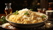 Freshness and gourmet meal cooked pasta with parmesan cheese generated by AI