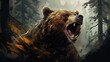 Aggressive bear, work of art, roaring bear