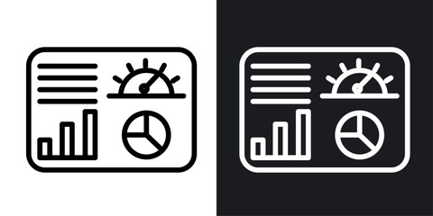 Wall Mural - Analytical Dashboard line icon. Data display and performance chart icon in black and white color.