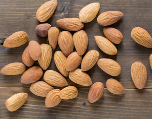 almonds on a wooden table