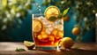 A cup of iced tea with lemon, the essence of coolness and relaxation.