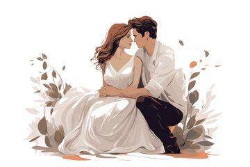Wall Mural - Romantic couple isolated vector style illustration