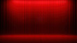 Abstract red stage, room, floor, scene, cinema or theatre with red curtain as background and spotlight for entertainment or presentation 