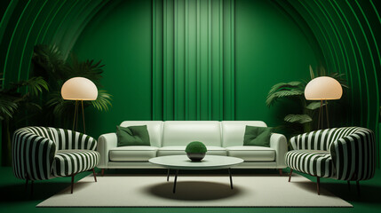 Wall Mural - Green living room - Saint Patrick’s day decor - stylish design 