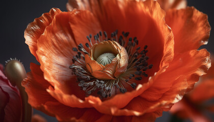 Poster - Close up of a vibrant, multi colored flower in nature beauty generated by AI