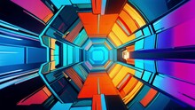 Futuristic Glowing Tunnel. VJ Loop Background. Technology Background. ANime / Comic Book Style. AI Generated