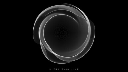 Poster - distorted line spheres. vector thin line glitch geometry.