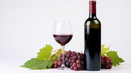 Sticker - red wine bottle and grapes