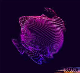 Aufkleber - Abstract vector colorful mesh on dark background. Futuristic style card. Corrupted point sphere