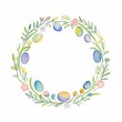 Aquarell eines festlichen Osterkranz mit Blumen und Ostereiern Illustration 