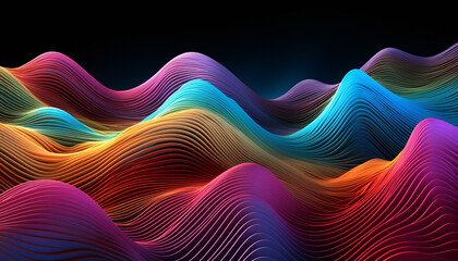 Wall Mural - Abstract backdrop with multi colored wave pattern design generated by AI