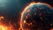 a planet earth lit on fire generative ai