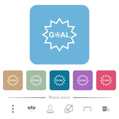 Sticker - Goal sticker with sharp edges outline flat icons on color rounded square backgrounds